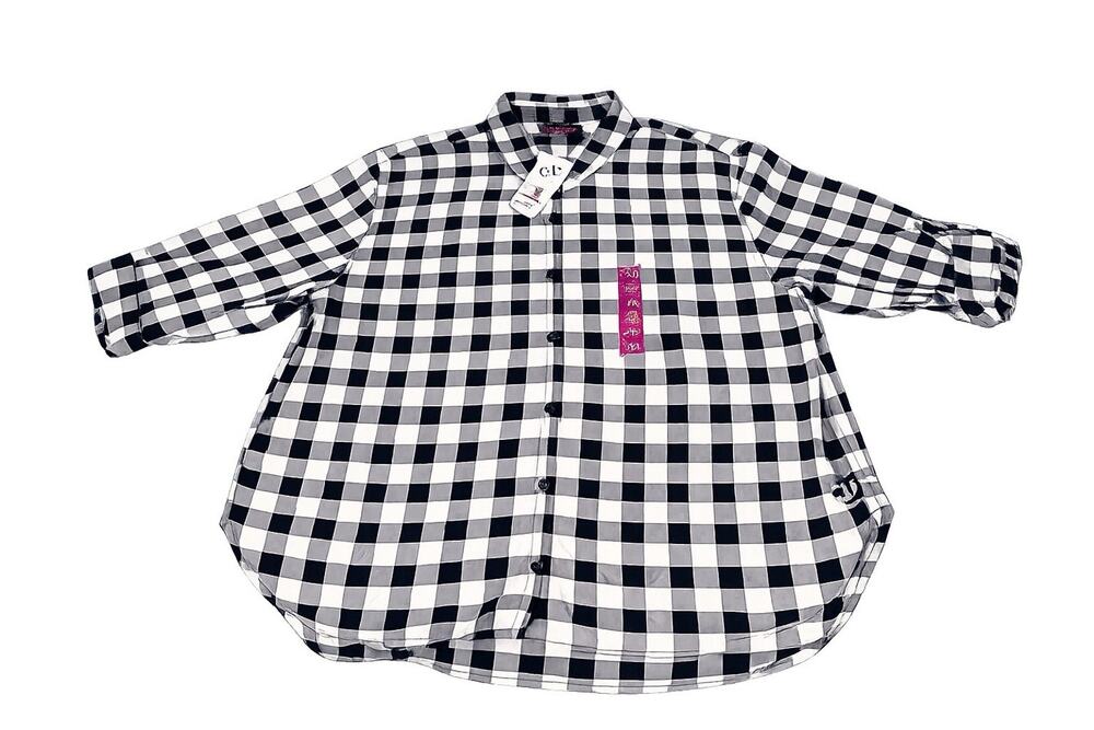 Gloria Vanderbilt Amanda Shirt Women's XXL Black White Plaid Button Front NWT